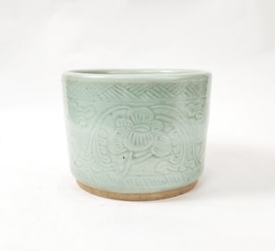 Antique Chinese Celadon Glazed Brush Pot