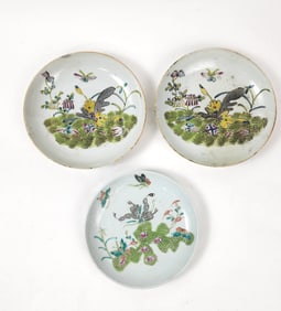 Lot of 3 Antique Chinese Famille Rose Porcelain Plates