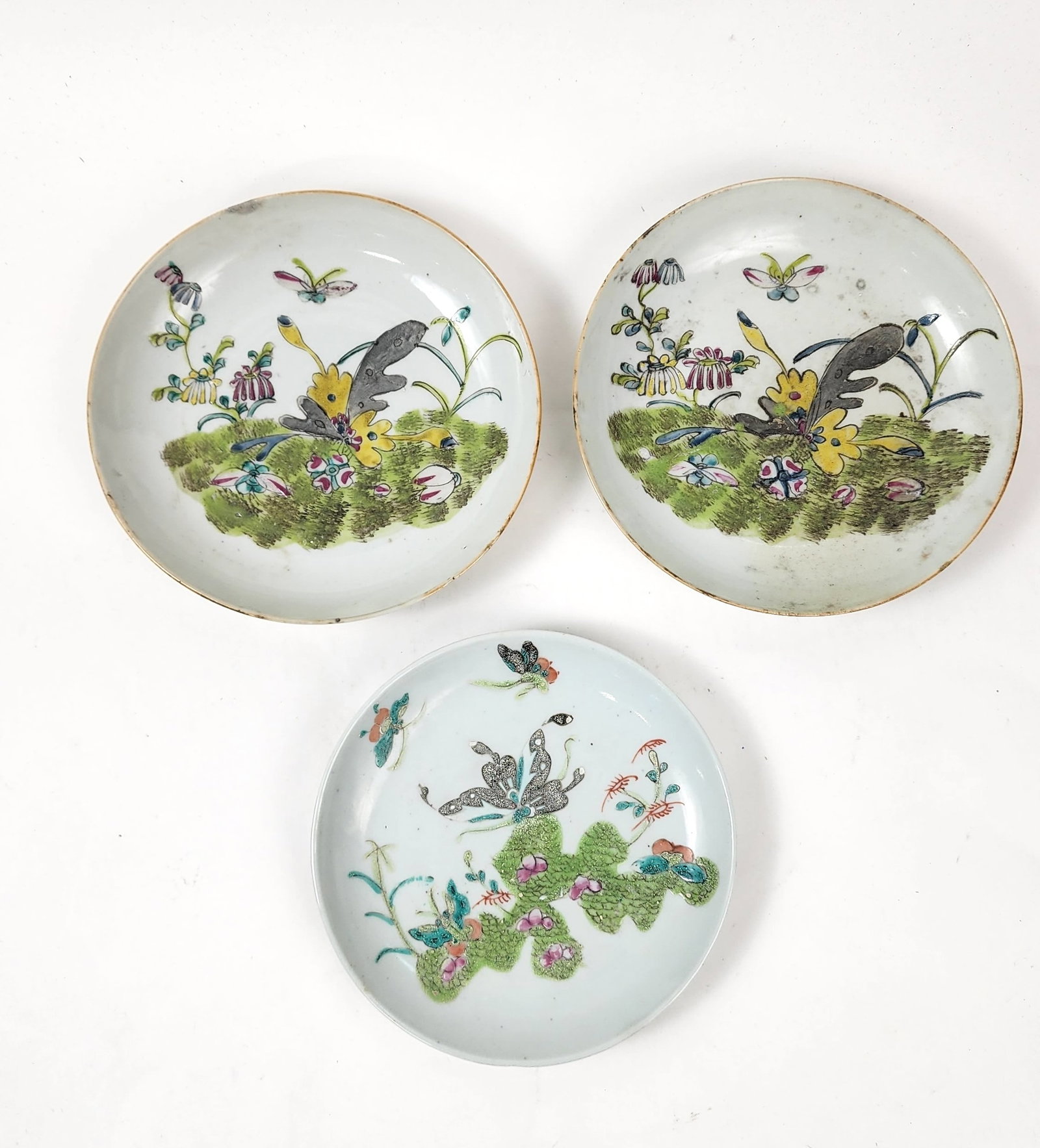 Lot of 3 Antique Chinese Famille Rose Porcelain Plates (1 of 3)