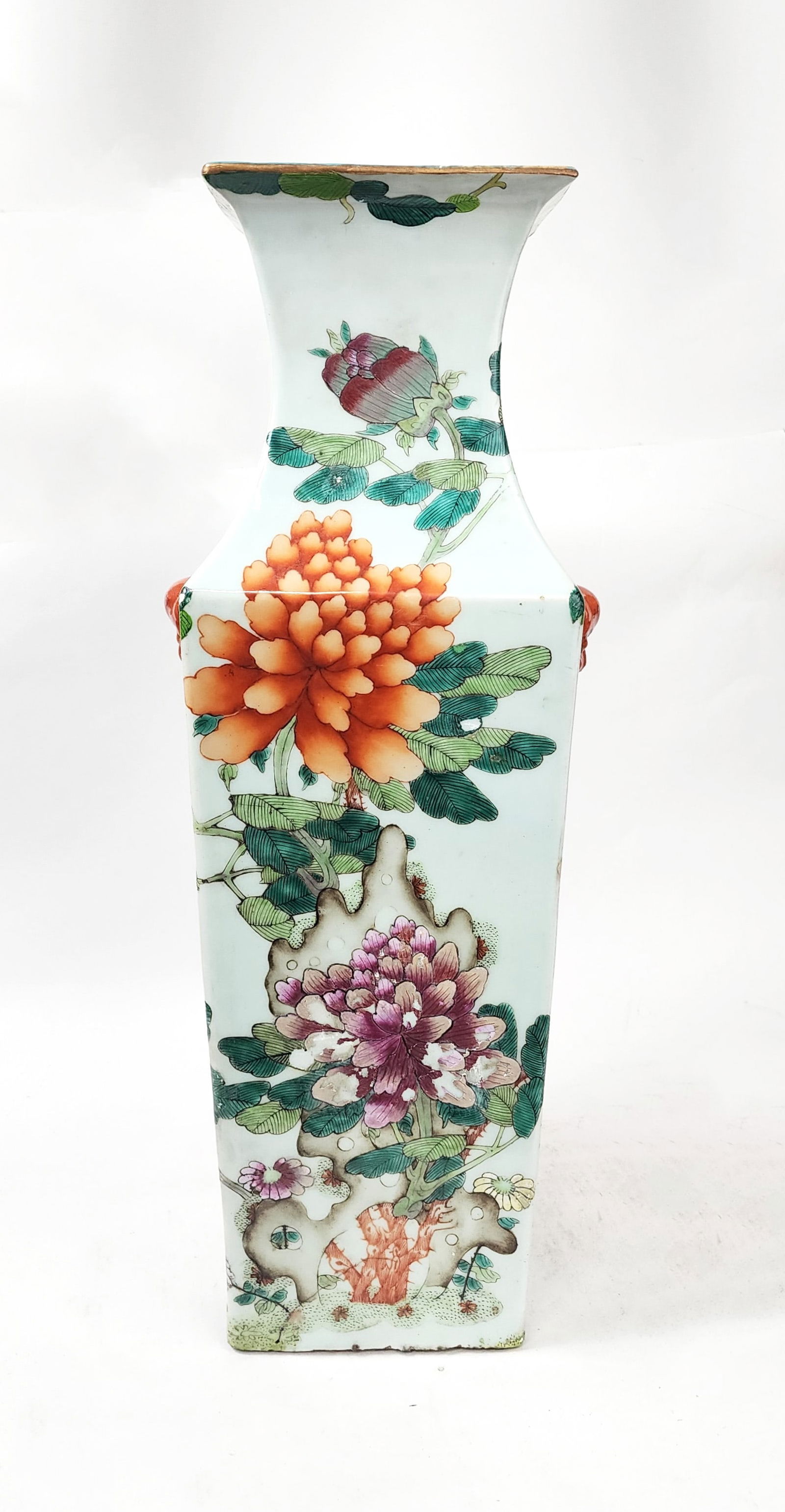 Antique Chinese Famille Rose Large Square Shaped Vase (1 of 18)