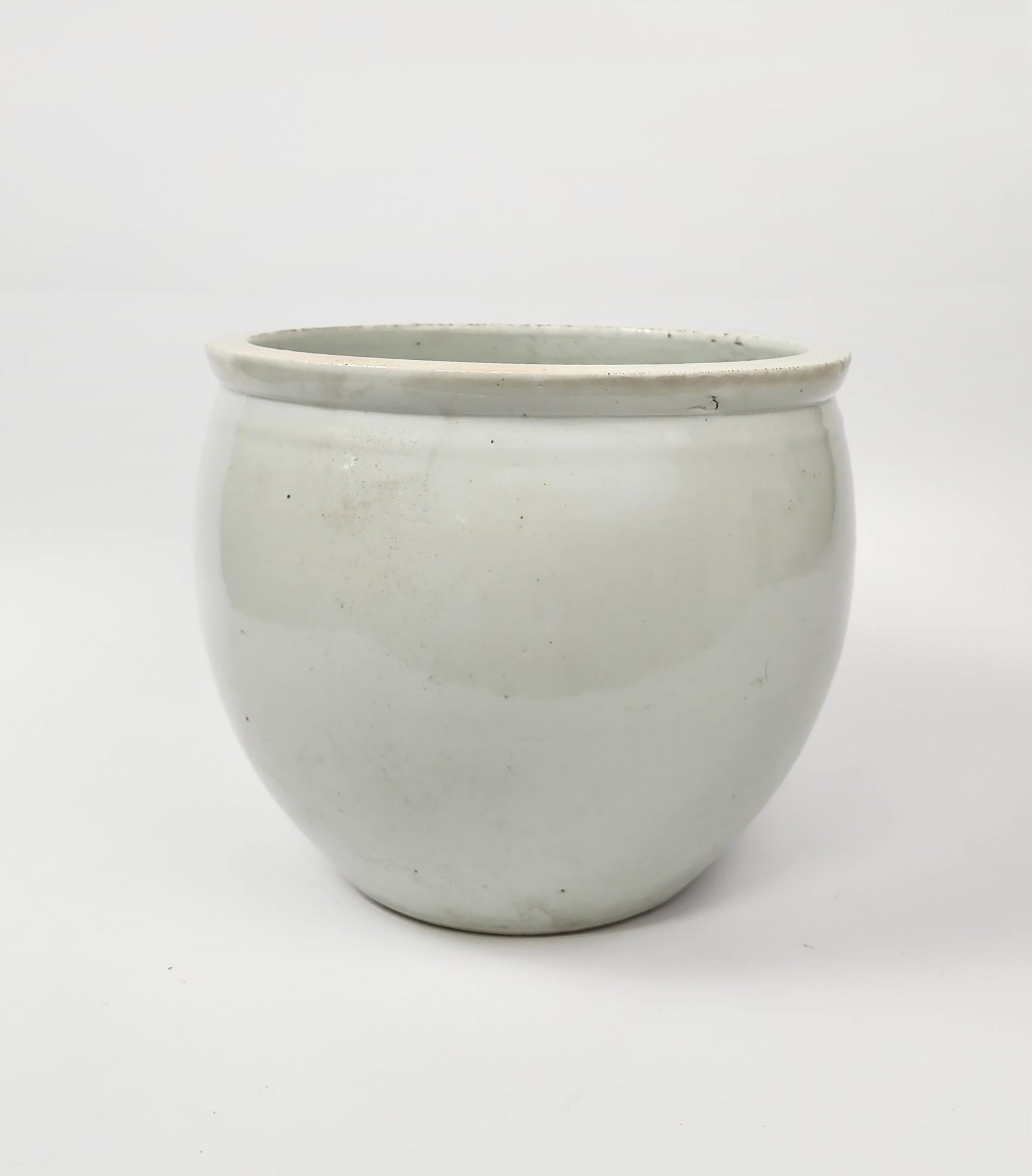 Antique Chinese White Glazed Porcelain Fish Bowl or Planter: Antique Chinese White Glazed Porcelain Fish Bowl or Planter, d/ 9.5 inches, h. 7.75 in., ca. 19th century. Provenance: Estate of a New York collector/ dealer. The collection assembled between early 19