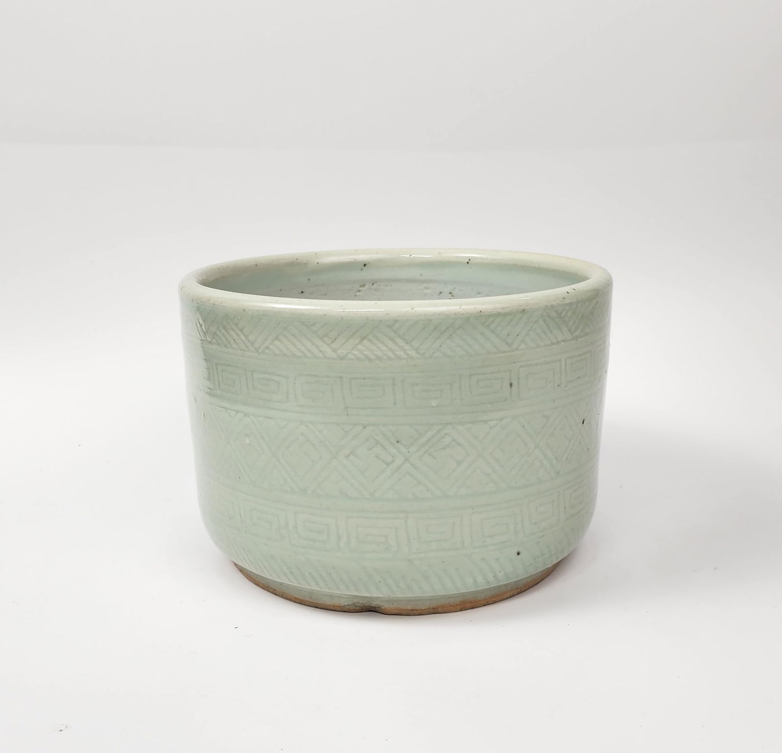 Antique Chinese Celadon Glazed Porcelain Brush Pot or Planter (1 of 8)