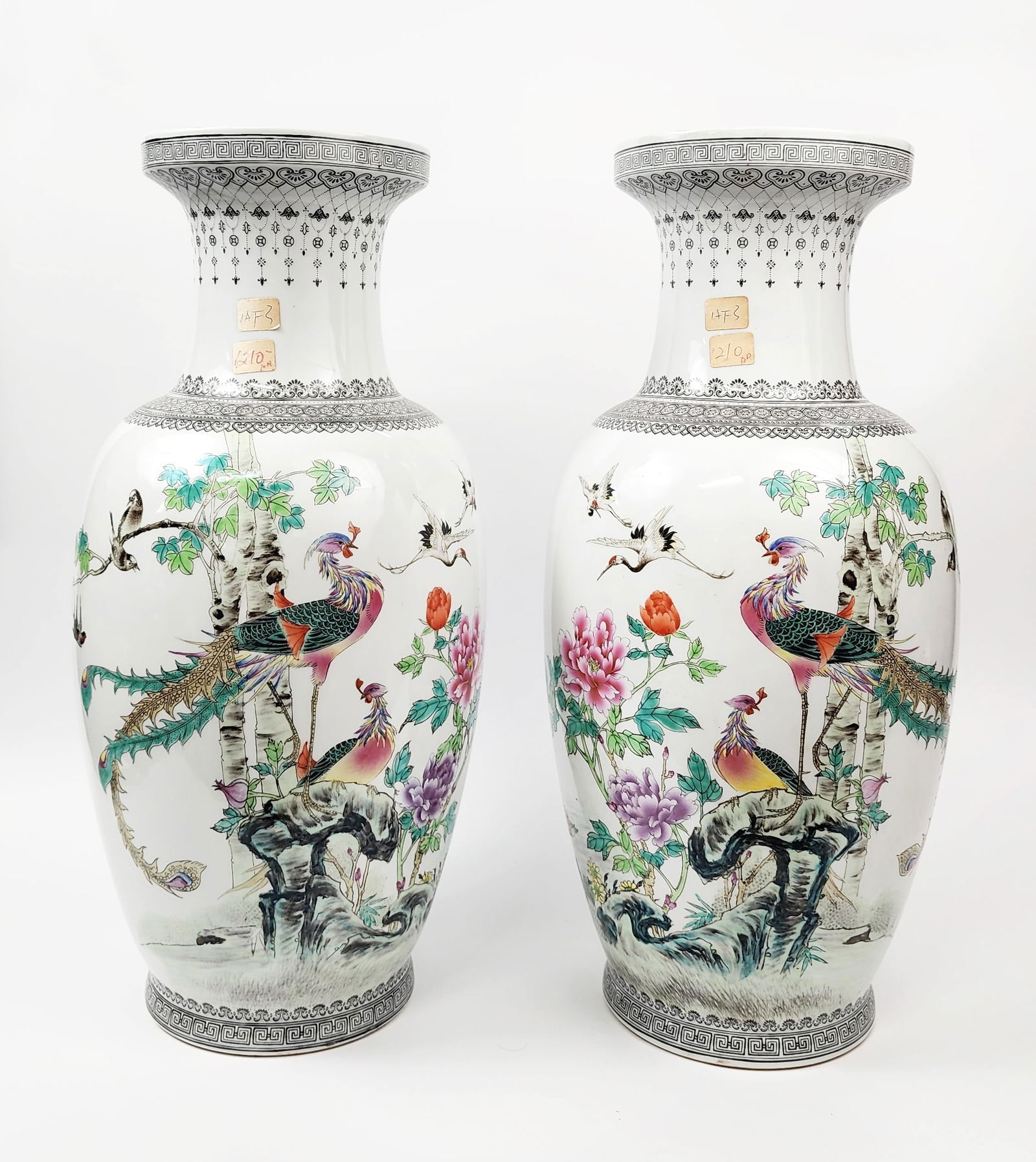 Pair of Vintage Chinese Export Jingdezhen Large Famille Rose Porcelain Vases (1 of 10)