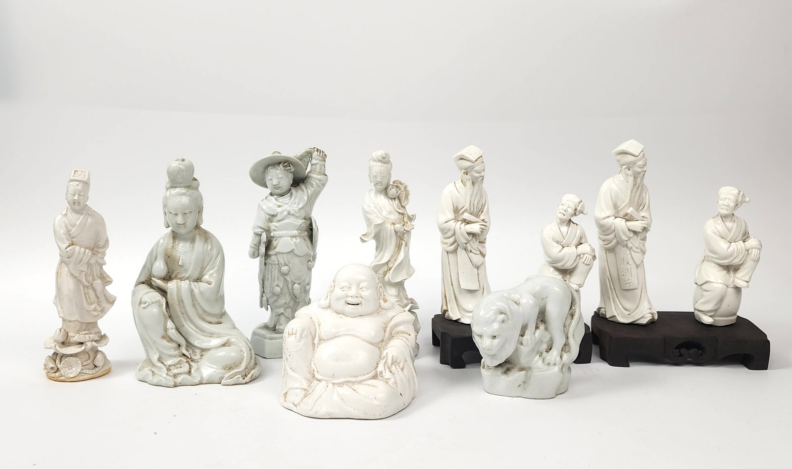 Lot of 10 Antique Chinese Blanc de Chine Dehua Figurines: Lot of 10 Antique Chinese Blanc de Chine Dehua Figurines, tallest 7 inches, ca. early to mid 20th century. Provenance: Estate of a New York collector/ dealer. The collection assembled between early 19