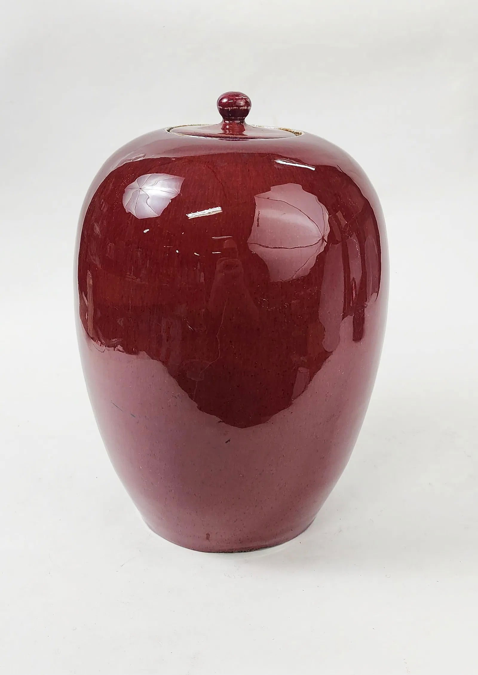 Antique Chinese Red Flambe Glazed Porcelain Ginger Jar (1 of 7)
