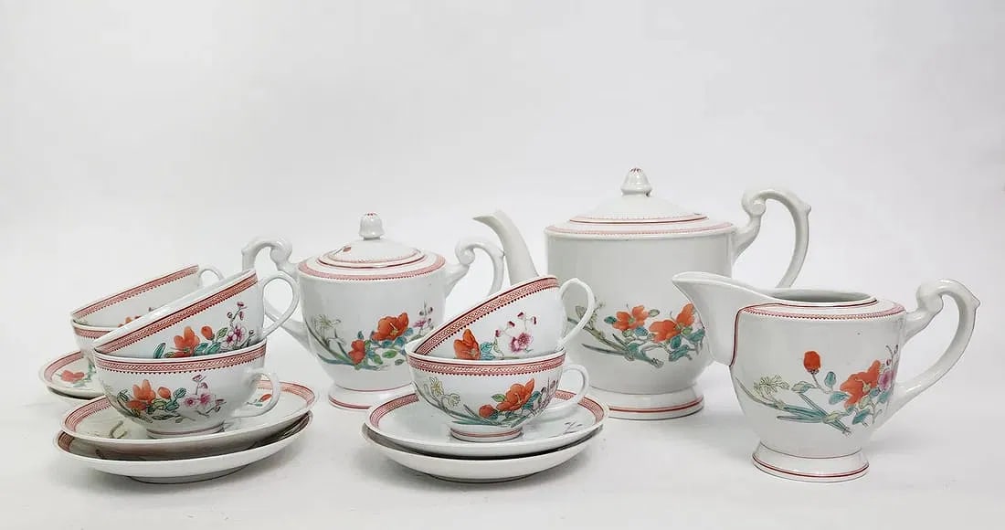 Chinese Export Jingdezhen Porcelain Tea Set for 6 (1 of 13)