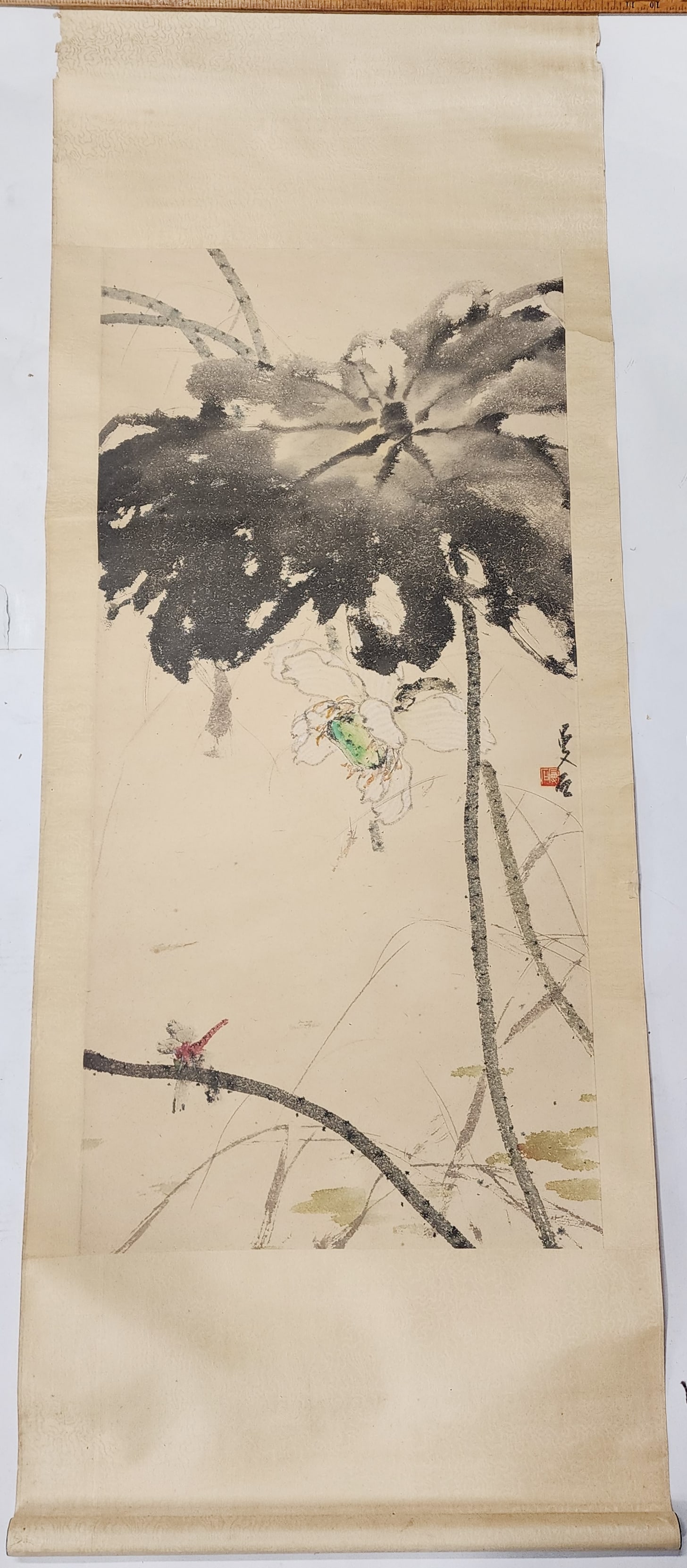 Antique Chinese Chinese Floral Scroll Painting: Antique Chinese Chinese Floral Scroll Painting, 58.5 x 22 inches, ca. late 19th- early 20th century. Provenance: Estate of a New York collector/ dealer. The collection assembled between early 1950s to