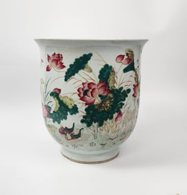 Antique Chinese Famille Rose Large Porcelain Planter