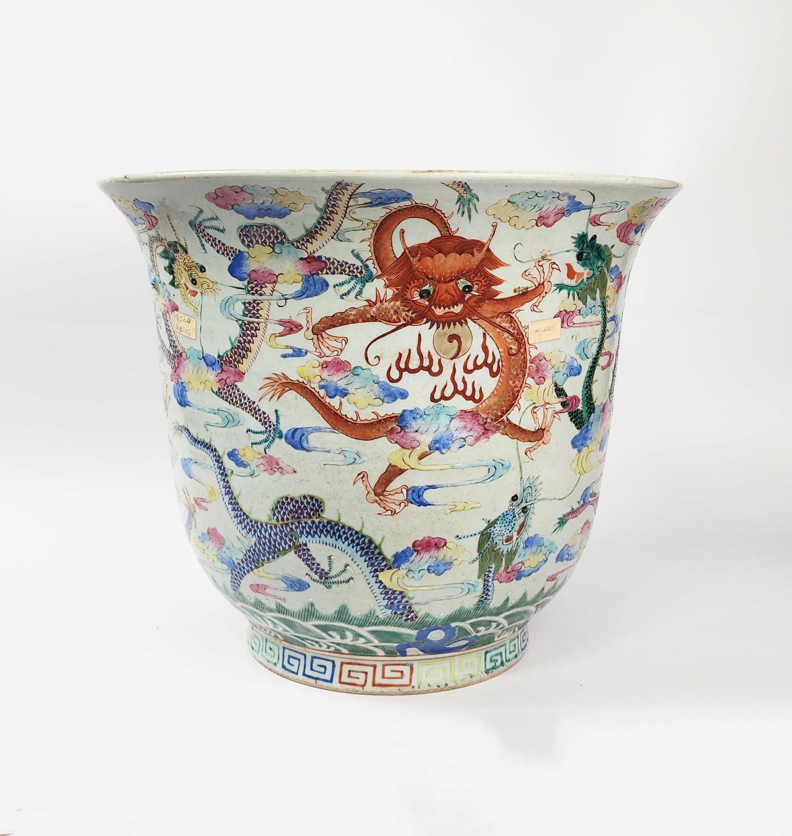 Antique Chinese Famille RoseLarge Porcelain  Planter with Dragons (1 of 12)