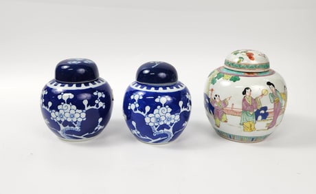 Lot of 3 Chinese Export Porcelain Jars