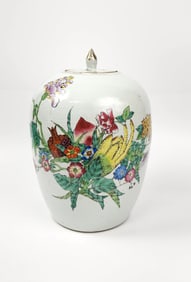 Antique Chinese Famille Rose Porcelain Ginger Jar