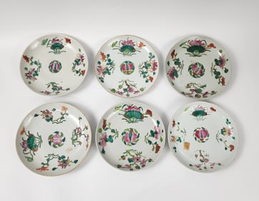 Lot of 6 Antique Chinese Famille Rose Porcelain Plates