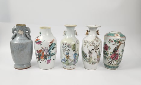 Lot of 5 Antique Chinese Porcelain Vases