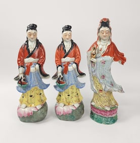 Lot of 3 Chinese Export Famille Rose Porcelain Female Figures