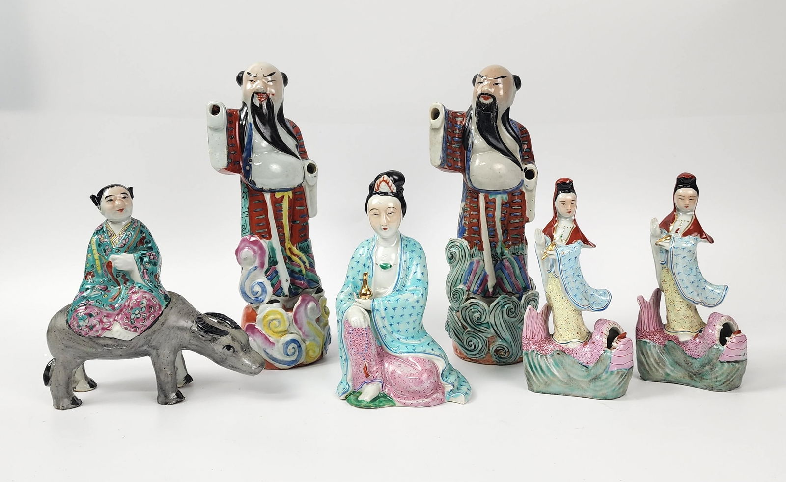 Lot of 6 Chinese Export Famille Rose Porcelain Figures (1 of 9)