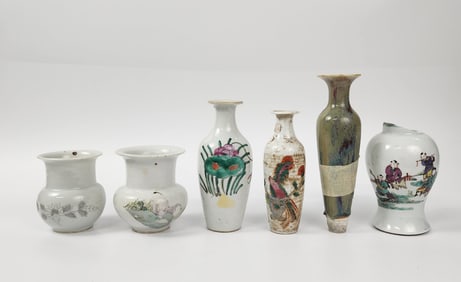 Lot of 6 Antique Chinese Porcelain Vases