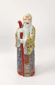 Antique Chinese Famille Rose Porcelain Immortal Statue