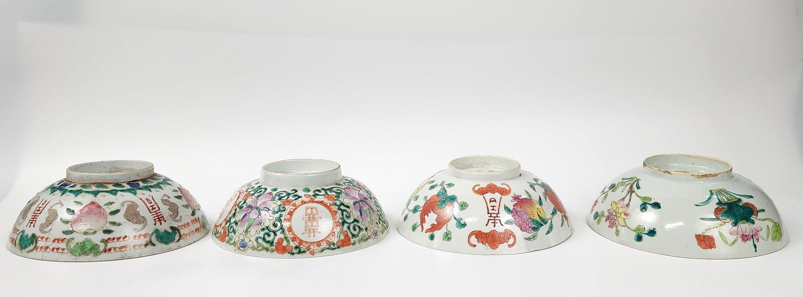 Lot of 4 Antique Chinese Famille Rose Porcelain Bowls: Lot of 4 Antique Chinese Famille Rose Porcelain Bowls, largest- d. 7.75 inches, h. 2.75 inches, circa late 19th- early 20th century. Provenance: Estate of a New York collector/ dealer. The collection