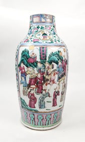 Antique Chinese Export Canton Famille Rose Porcelain Large Vase