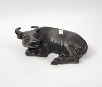 Antique Chinese Black Glazed Porcelain Water Buffalo