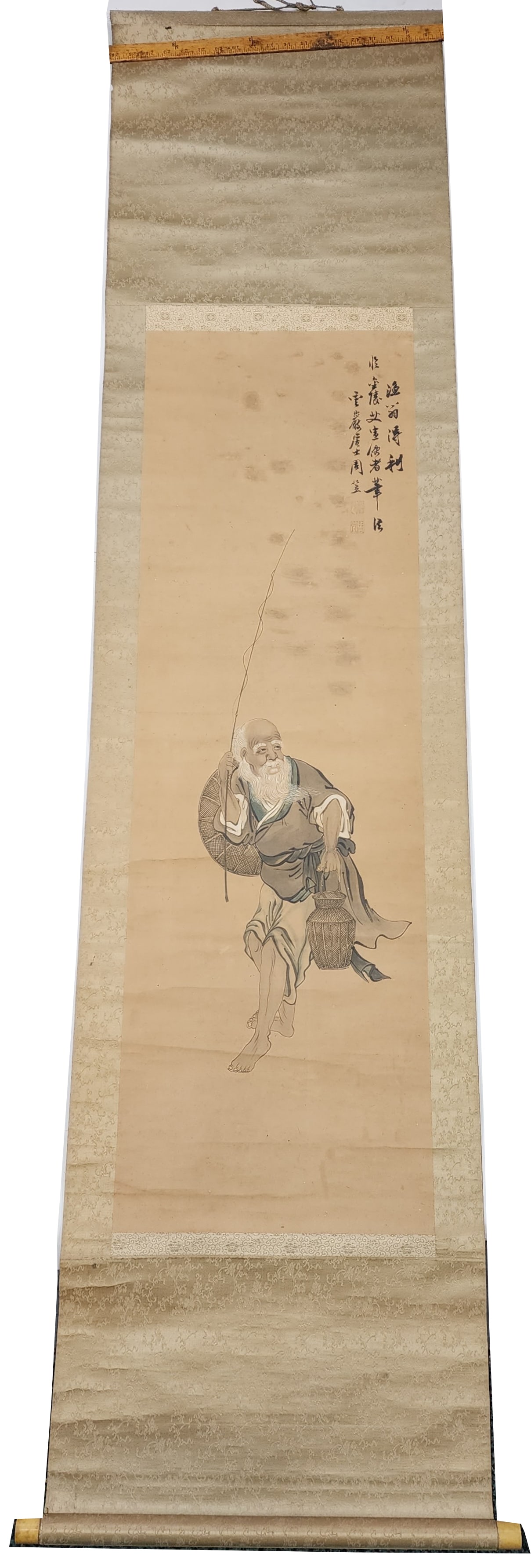 Antique Chinese Artist Signed Scroll Painting of A Fisherman (1 of 8)