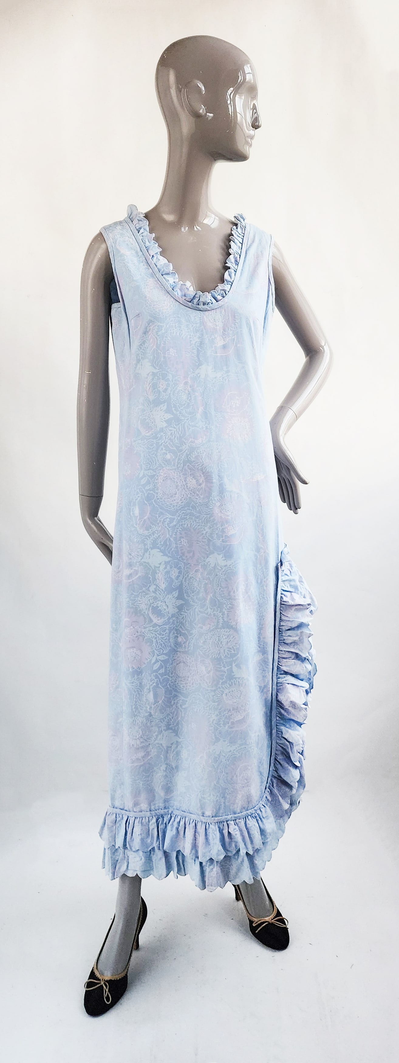 Lilly Pulitzer Pale Blue Floral Print Cotton Maxi Dress (1 of 5)
