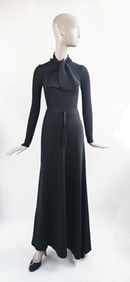Italian Wool Knit Maxi Dress with Scarf, 1970s