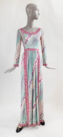 Averardo Bessi for Elizabeth Arden Psychedelic Floral Print Silk Jersey Maxi Dress, early 1970s