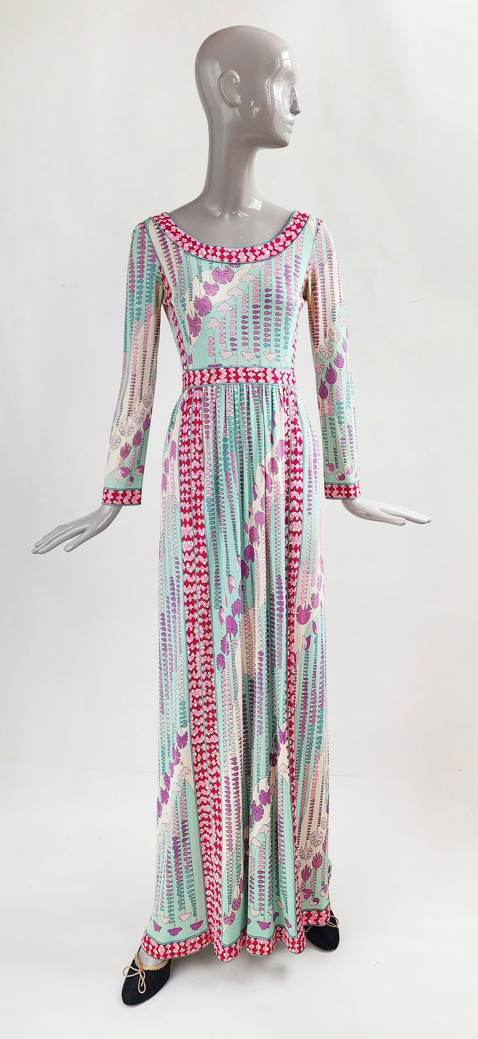 Averardo Bessi for Elizabeth Arden Psychedelic Floral Print Silk Jersey Maxi Dress, early 1970s (1 of 14)
