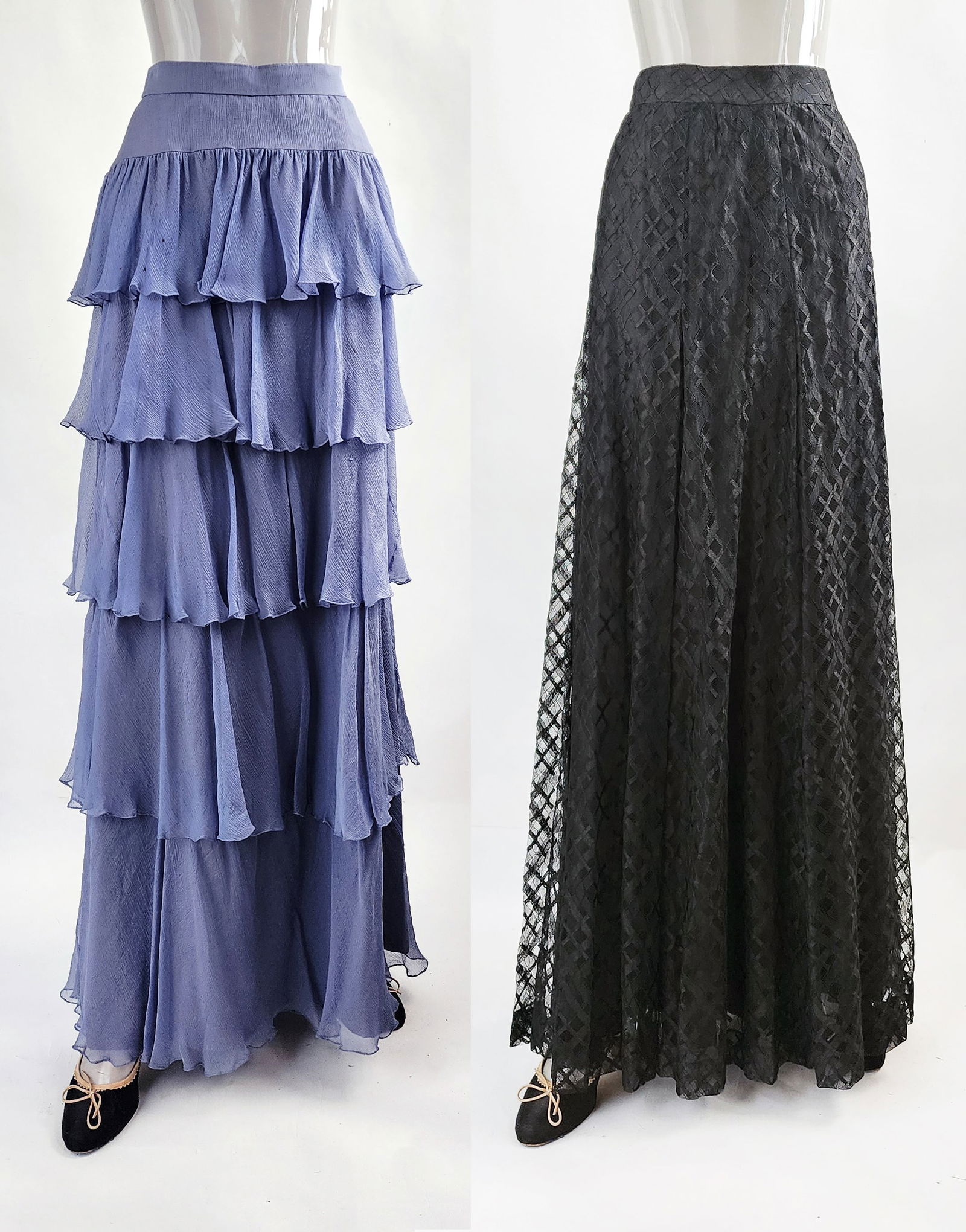 Vincent Harmik Custom Made Black Lace & Purple Silk Evening Skirts (1 of 9)