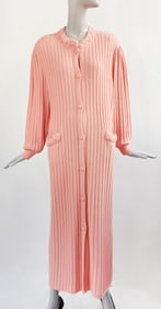 Montenapoleone Italy Pink Wool  Blend Full Length Cardigan, 1980s