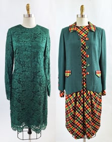 Lihli at Saks Fifth Avenue Green Lace Dress & 3-Pcs Ensemble, ca. 1990s