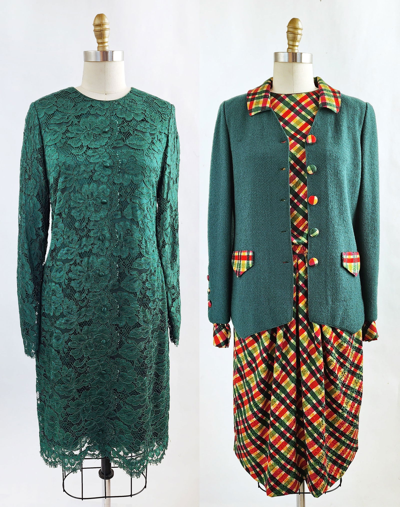 Lihli at Saks Fifth Avenue Green Lace Dress & 3-Pcs Ensemble, ca. 1990s (1 of 15)