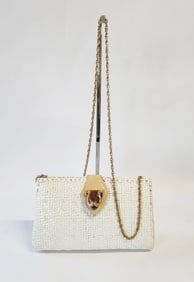 Rado Italy for Artbag Creations NY White Straw Bag with Chain Strap