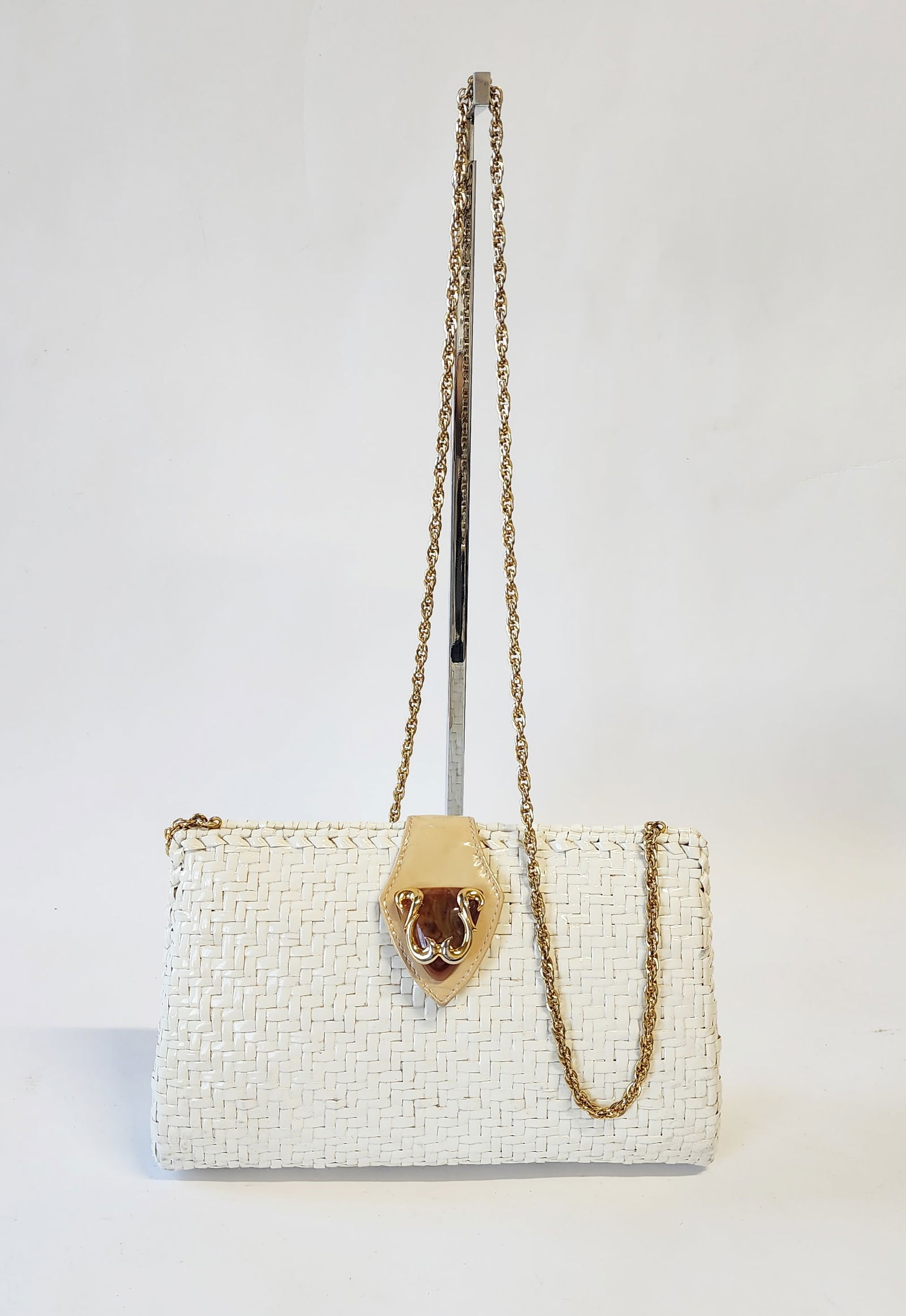 Rado Italy for Artbag Creations NY White Straw Bag with Chain Strap (1 of 7)