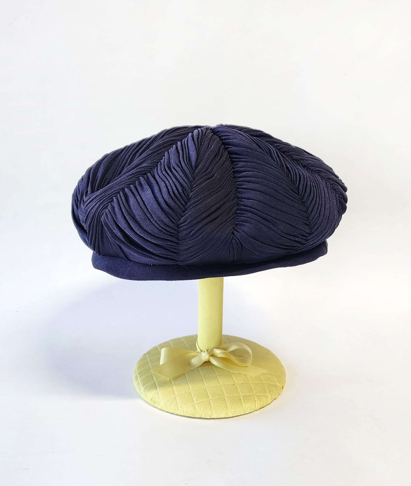 Custom Made Navy Blue Silk Jersey Hat in Style of Madame Gres (1 of 4)