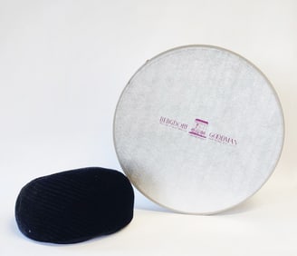 Bergdorf Goodman Quilted Black Velvet Pill Box Hat by Halston