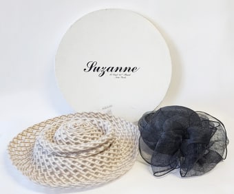 Lot of 2 Suzanne Custom Made Millinery Hats