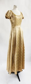 Custom Made Yellow & Gold Brocade Evening Dress, ca. 1952