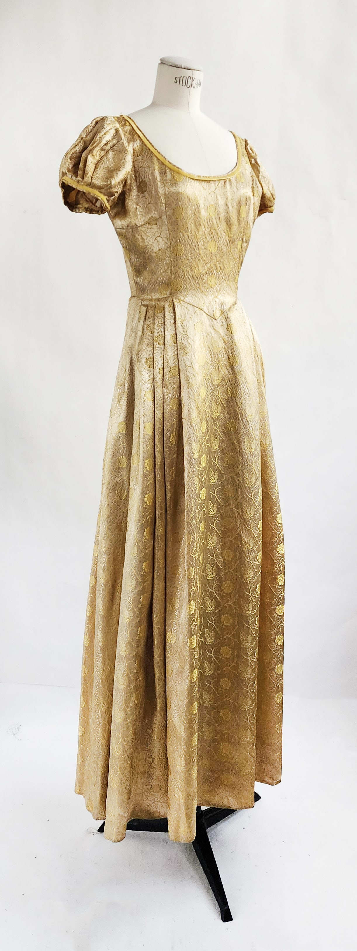 Custom Made Yellow & Gold Brocade Evening Dress, ca. 1952 (1 of 4)