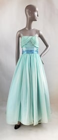 Best & Co New York Pale Blue Tulle & Satin Prom Dress & Capelet, 1950s