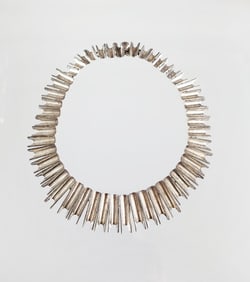 Estate Vintage Sterling Silver Mexican Modernist Necklace