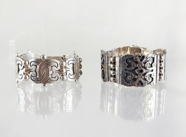 Estate Vintage Lot of 2 Sterling Silver Mexican Bracelets