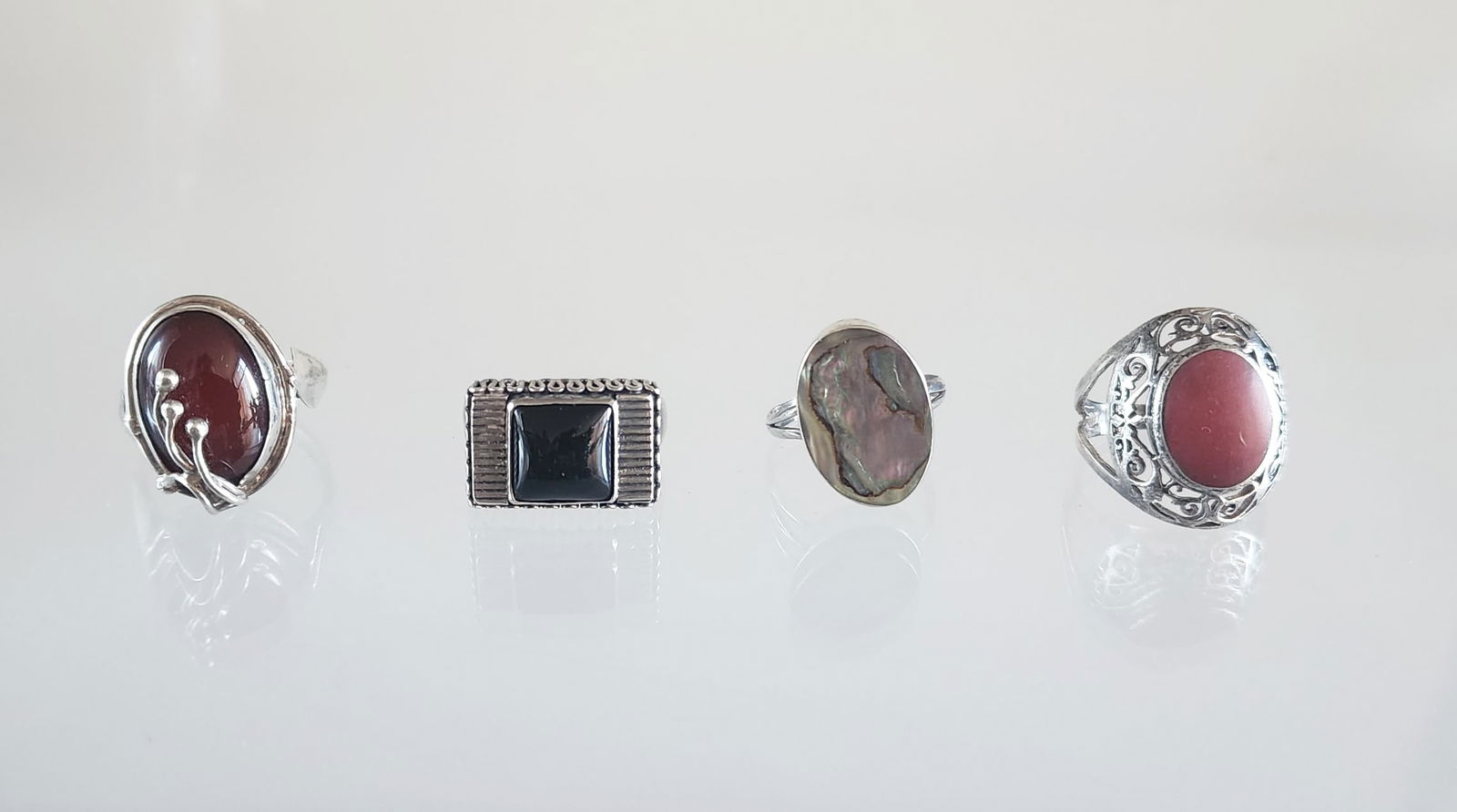 Lot of 4 Estate Vintage Sterling Silver & Gem Stone Rings, Sz 7.5-8.25 (1 of 6)