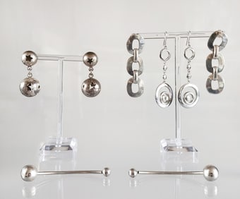 Estate Vintage Four Pairs of Sterling Silver Earrings