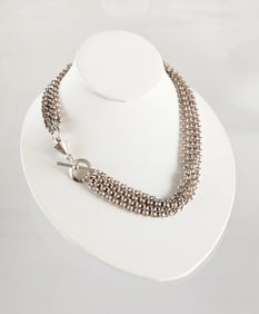 Estate Vintage Sterling Silver Multi Chain Necklace