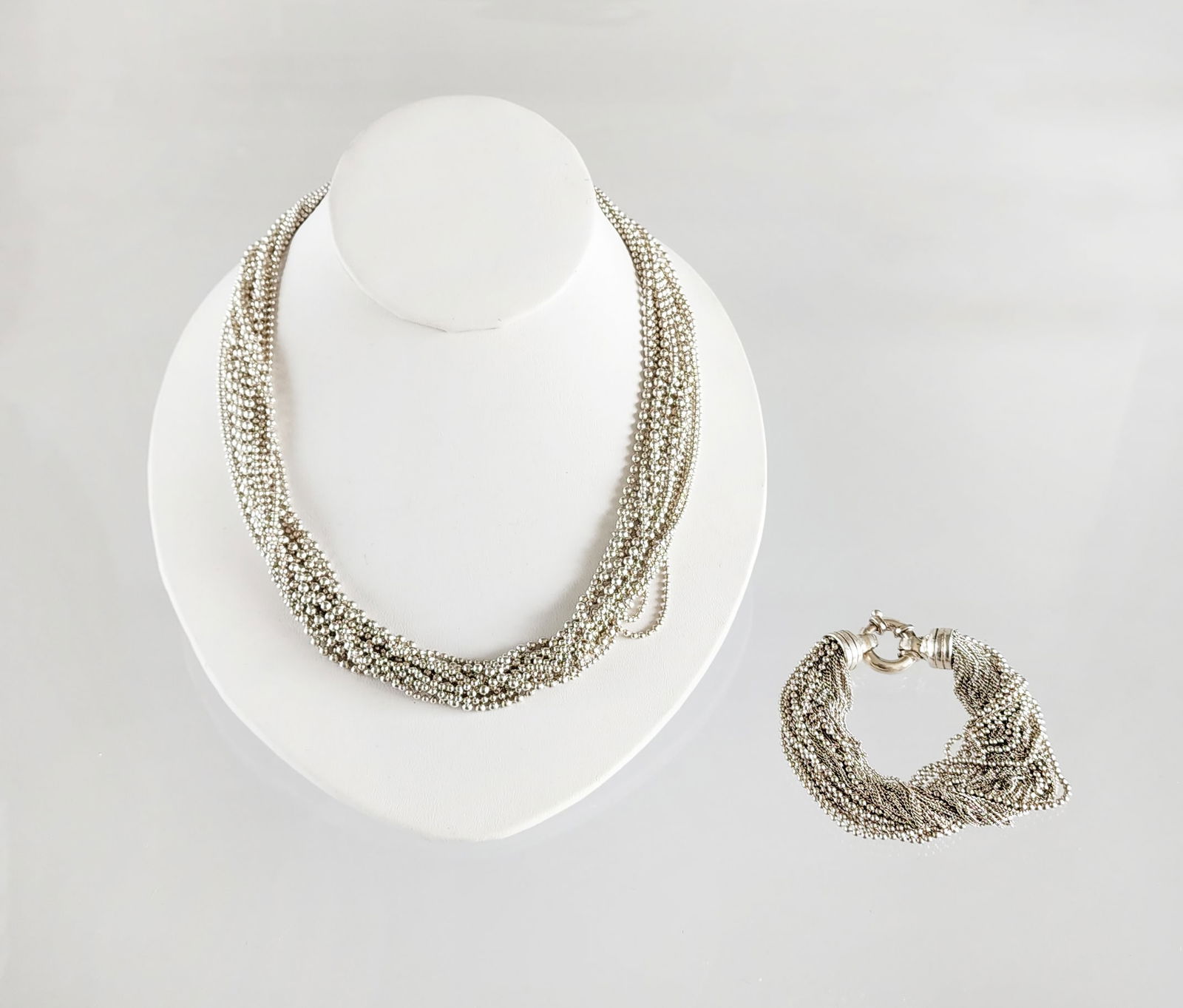 Estate Vintage Sterling Silver Multi Chain Necklace & Bracelet (1 of 5)