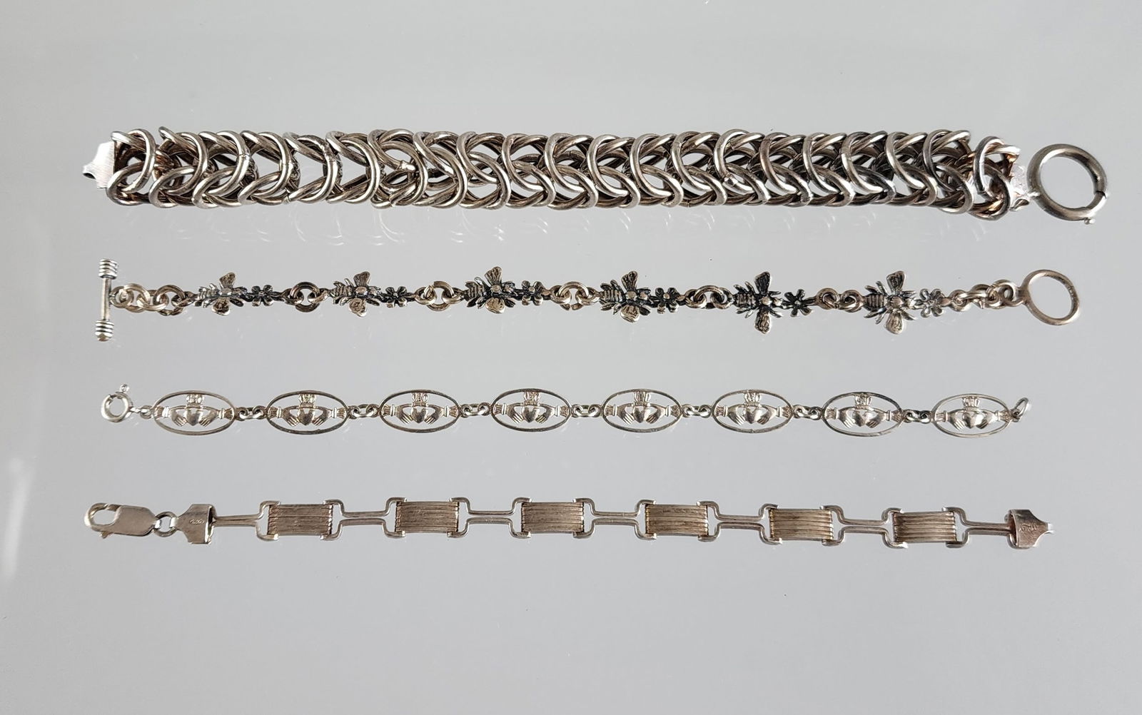 Estate Vintage Lot of 4 Sterling Silver Bracelets (1 of 9)