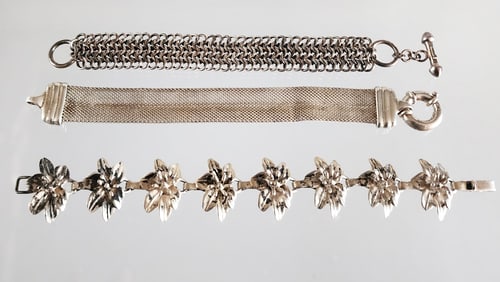 Estate Vintage Lot of 3 Sterling Silver Bracelets