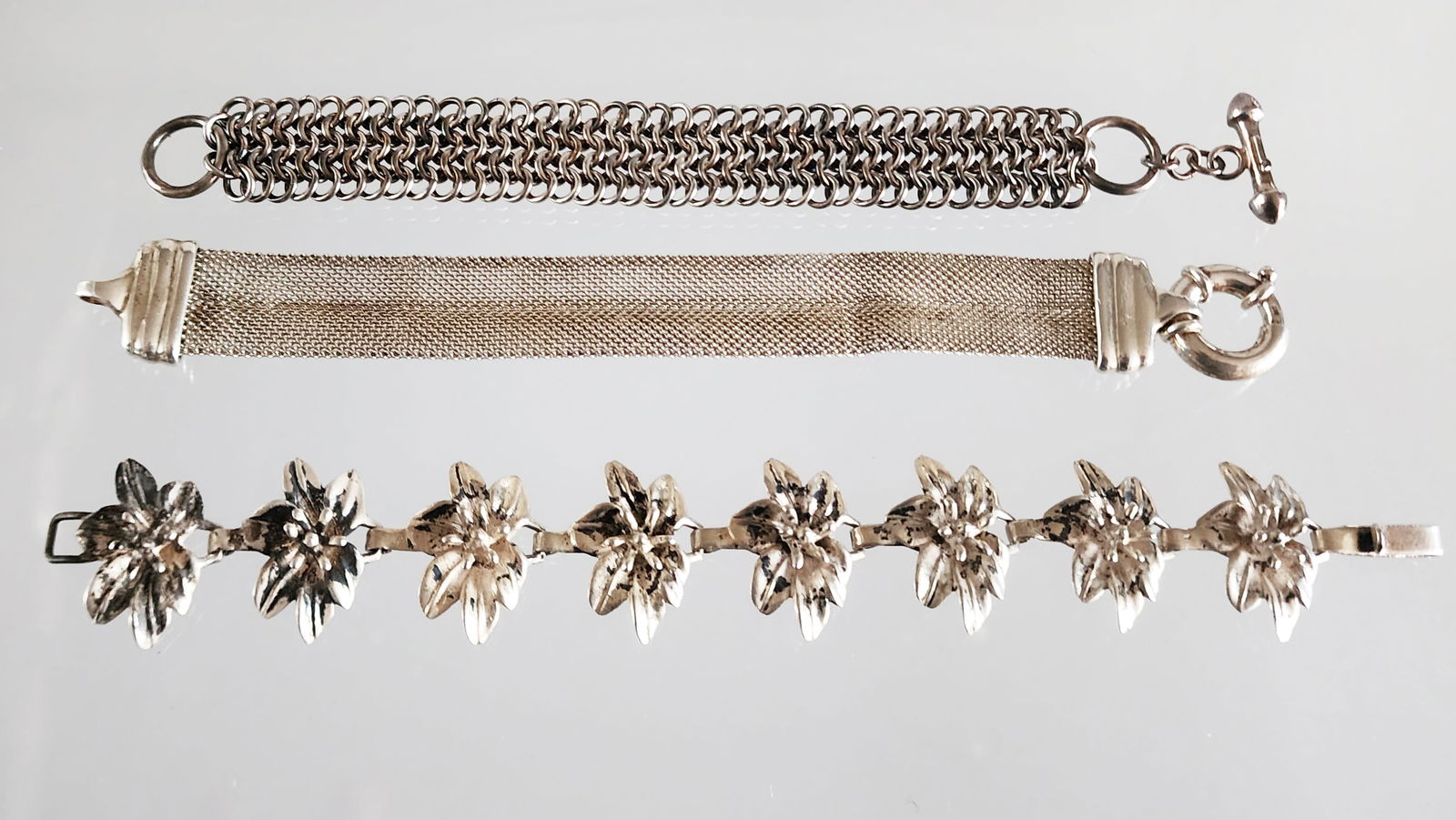 Estate Vintage Lot of 3 Sterling Silver Bracelets (1 of 6)